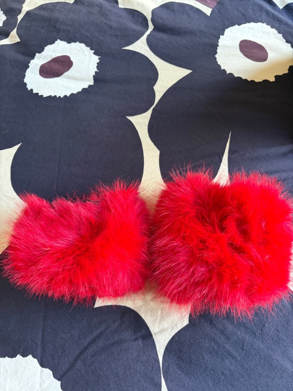 Bright Red Faux Fur Cuffs